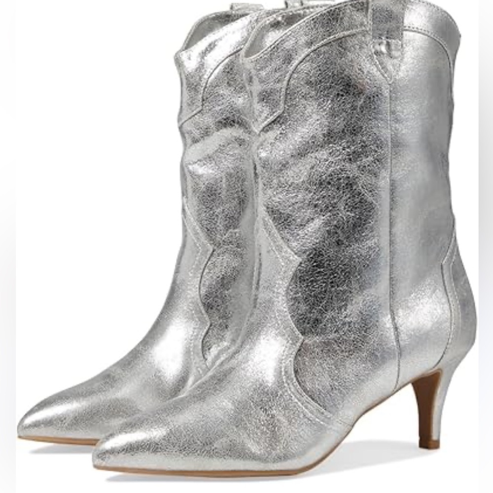 NWT Dolce Vita Andres Metallic Silver Cowboy Boots – Size 7.5